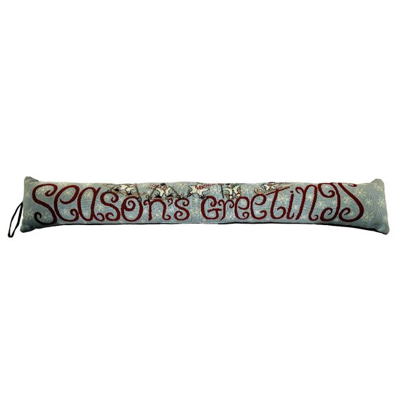 Seasons Greetings Decorative Tapestry Door Draft Stopper With Snowman Detail - Picture 1 of 5